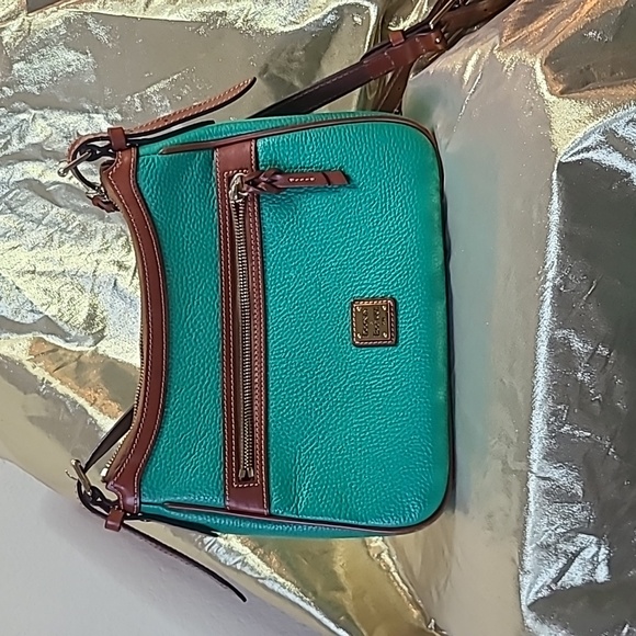 Dooney & Bourke Handbags - Dooney & Burke blue and brown leather crossbody bag. EUC Preloved